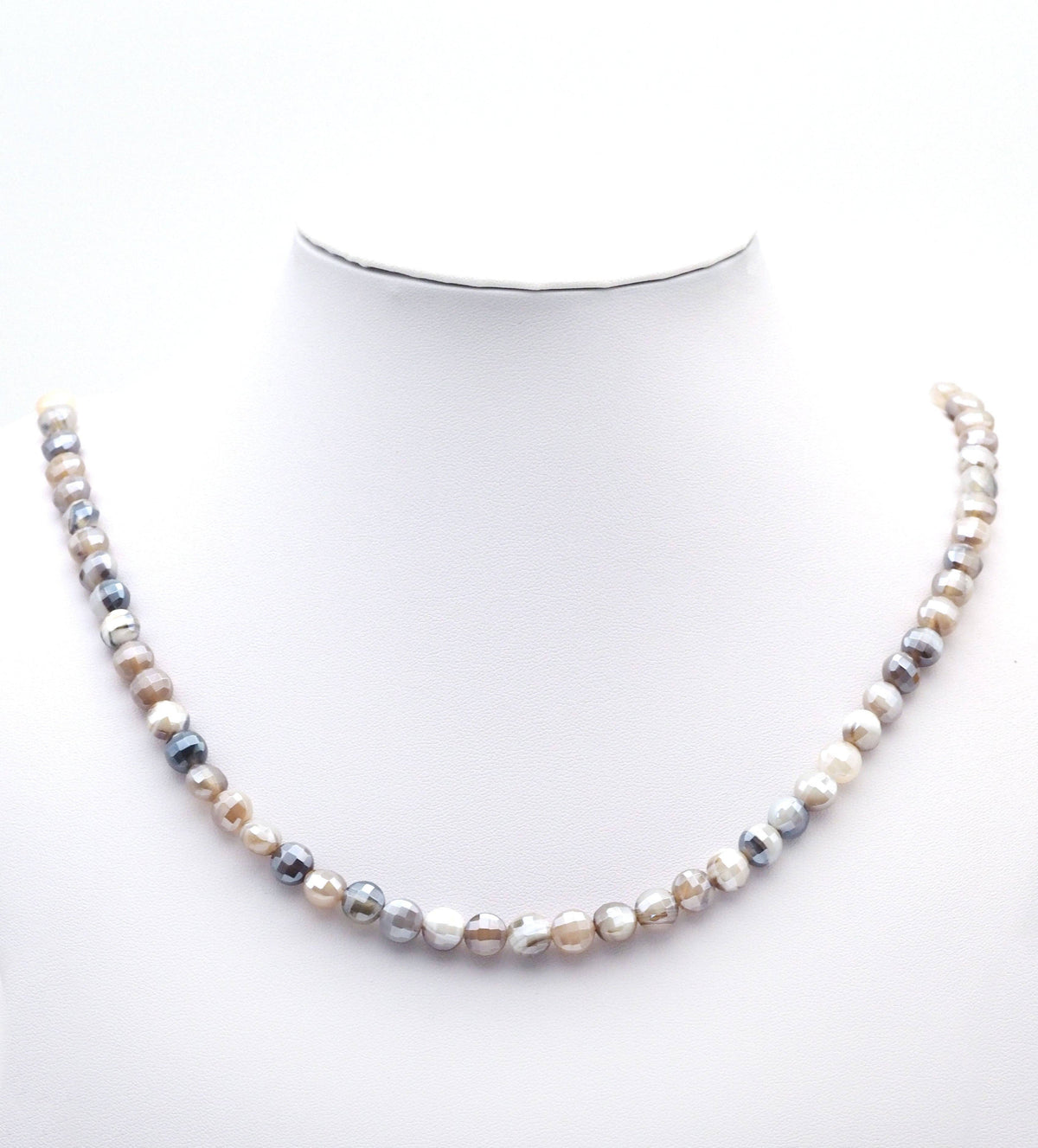 Mystic Gray Banded Agate Coin Beads, Double-Sided Turtle Shell Cut, 8mm