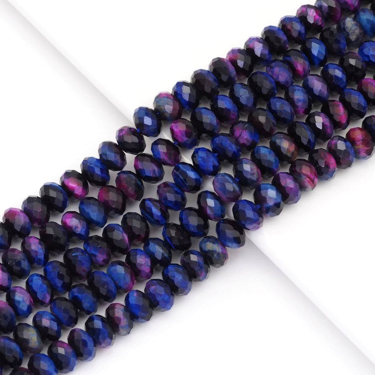 Galaxy Tiger’s Eye Faceted Rondelle Beads, 15–16-Inch Strand