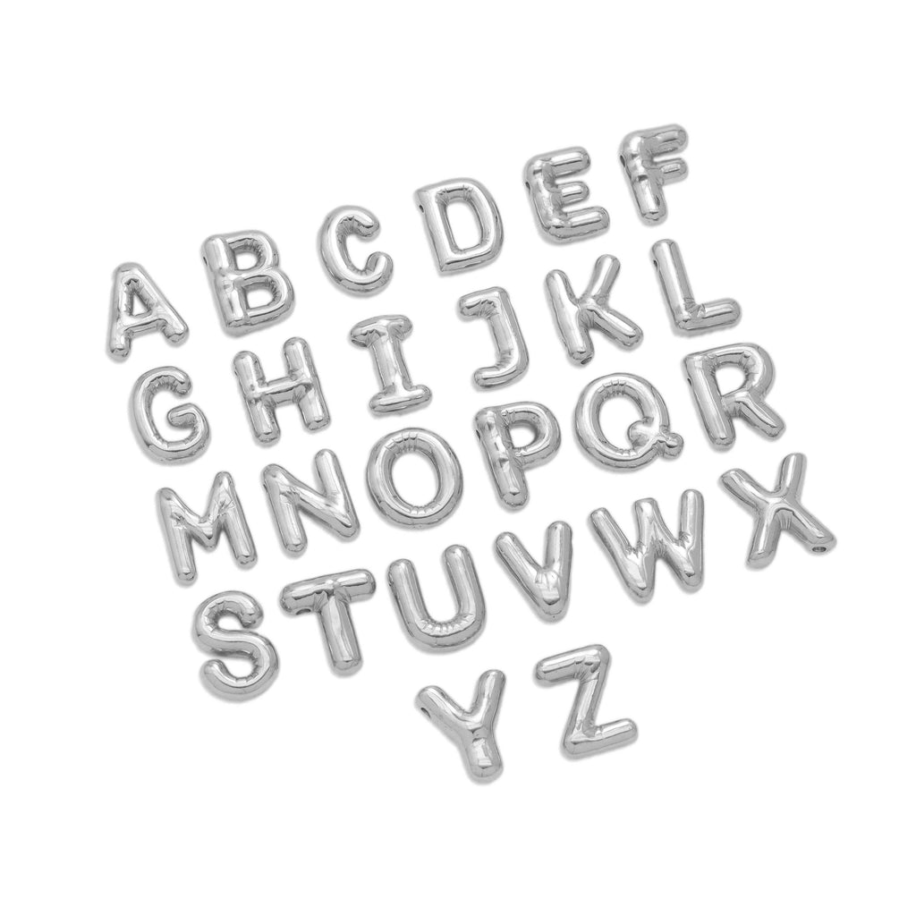 Gold Silver Bubble Initial Letter Charm, Sku#LX563