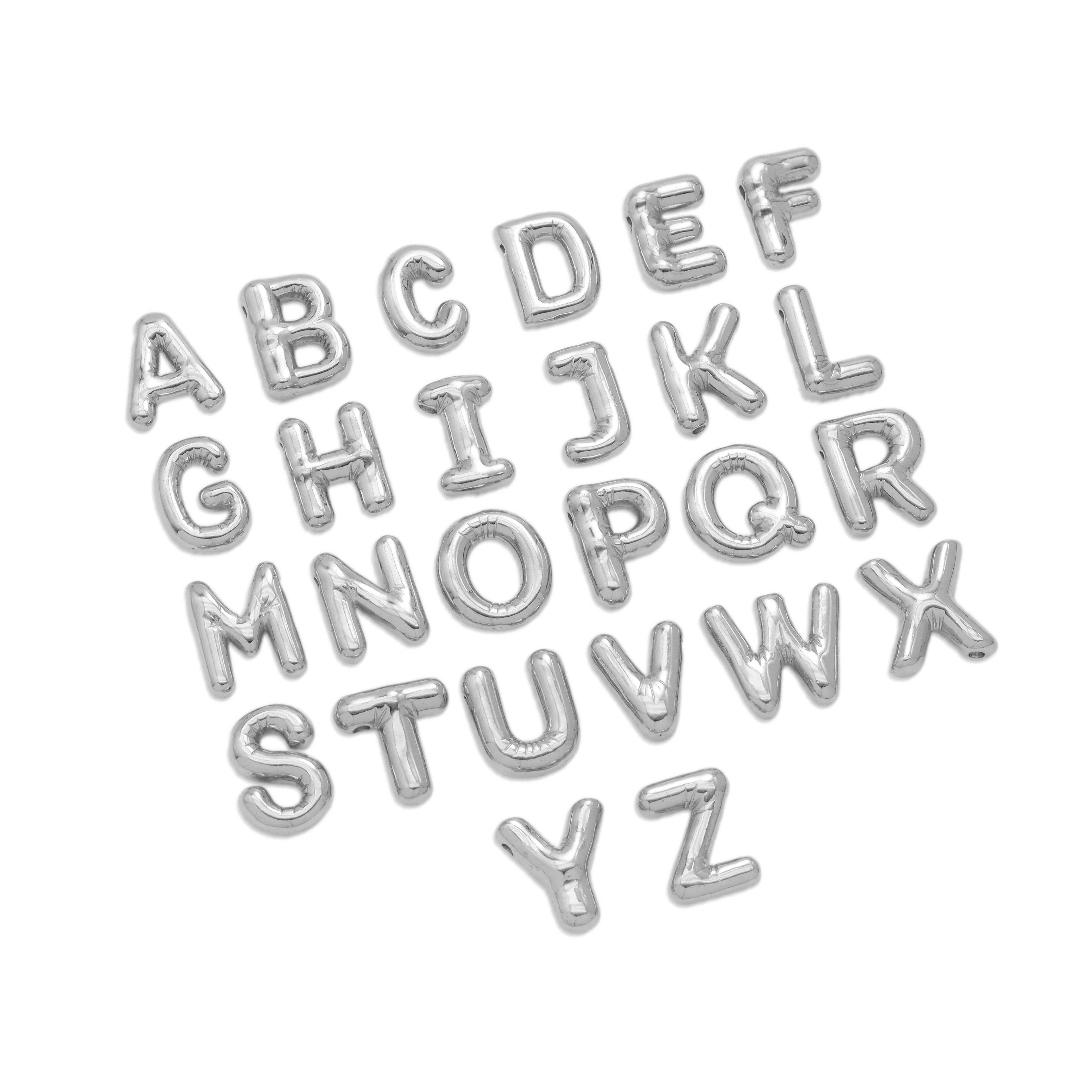 Gold Silver Bubble Initial Letter Charm, Sku#LX563