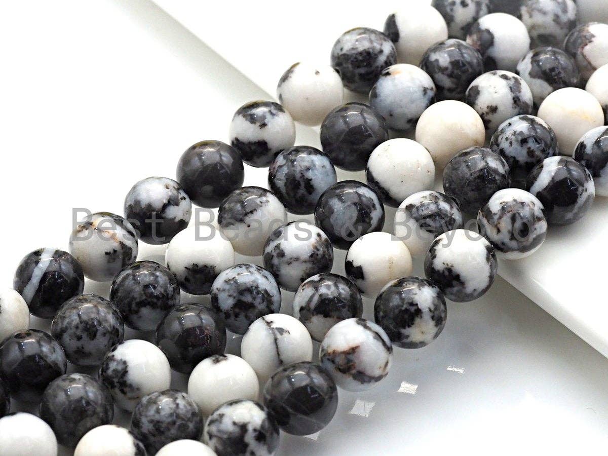 Natural Zebra Jasper Smooth Round Beads, 15.5-Inch Strand