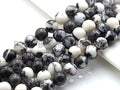 Natural Zebra Jasper Smooth Round Beads, 15.5-Inch Strand