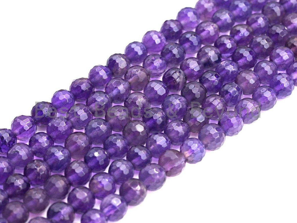 Amethyst Faceted Round Beads, 4–12mm, 15.5-Inch Strand