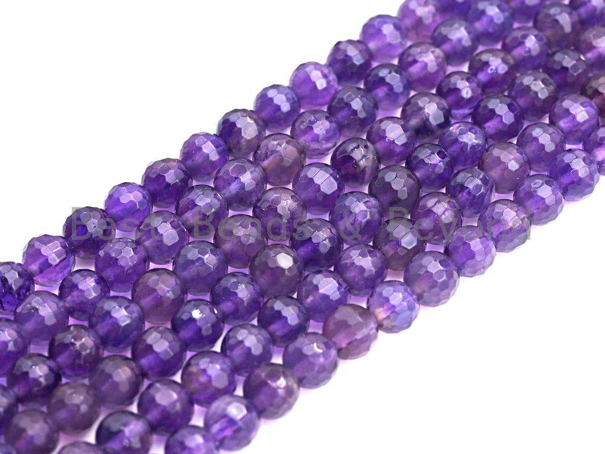 Amethyst Faceted Round Beads, 4–12mm, 15.5-Inch Strand