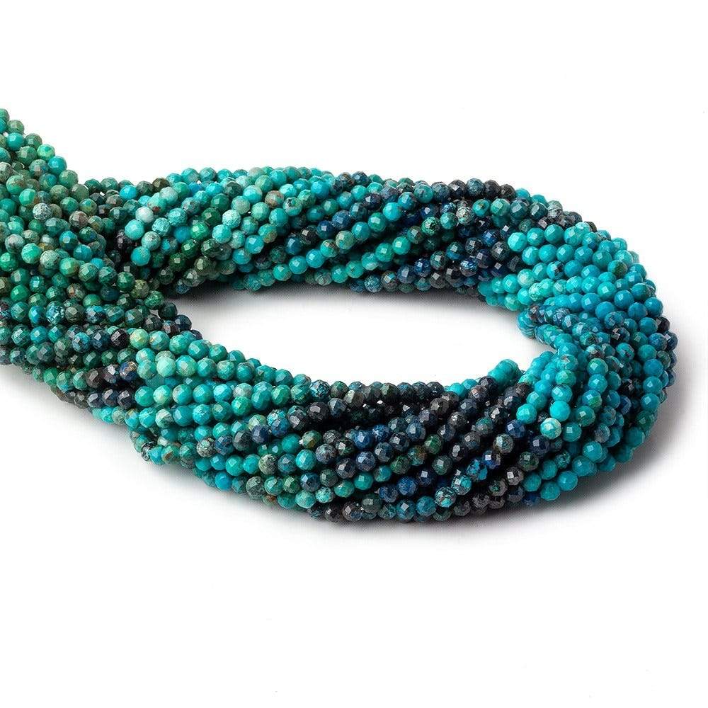 Chrysocolla Micro-Faceted Round Beads, 3mm, 12.5-Inch Strand