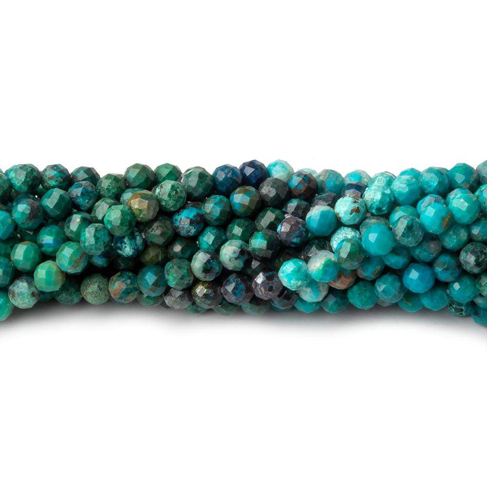 Chrysocolla Micro-Faceted Round Beads, 3mm, 12.5-Inch Strand