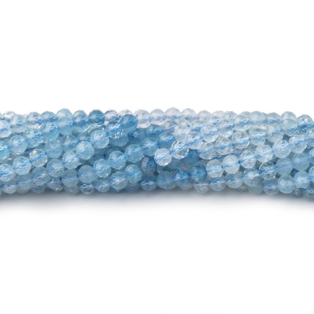 3mm Shaded Aquamarine Micro Faceted Round Beads 12.25 inch 106 pieces