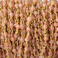 3mm Sunstone Micro Faceted Rounds on Gold Plated Chain