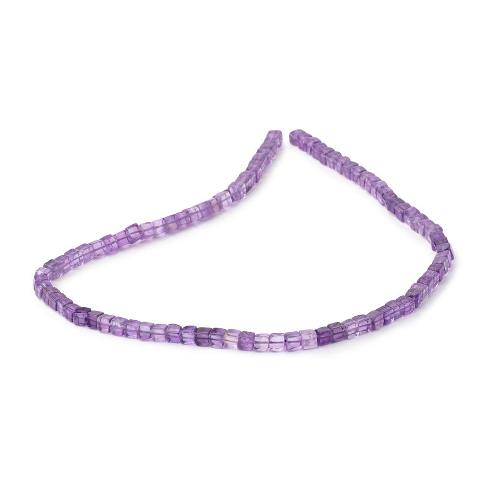 4–4.5mm Amethyst Smooth Cube Beads, 14-Inch Strand