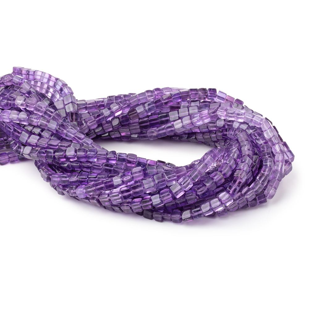 4–4.5mm Amethyst Smooth Cube Beads, 14-Inch Strand