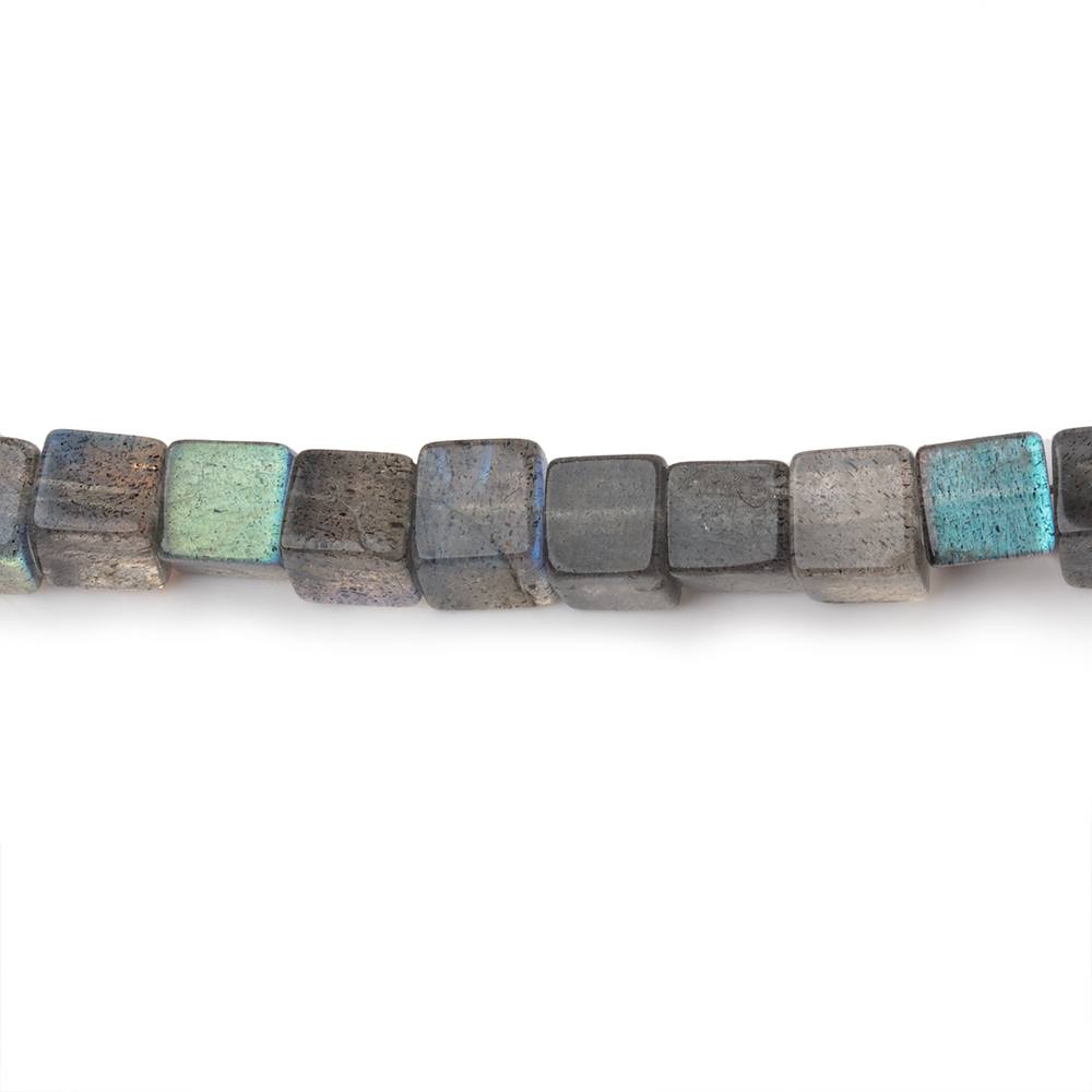4–4.5mm Labradorite Smooth Cube Beads, 16-Inch Strand