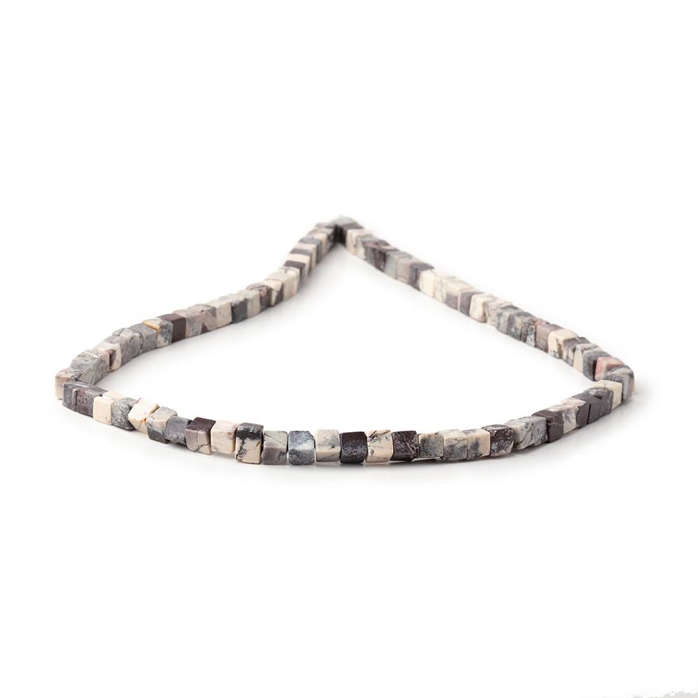 4-4.5mm Porcelain Jasper Plain Cube Beads 14 inch 80 pieces