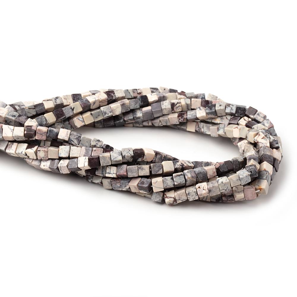 4-4.5mm Porcelain Jasper Plain Cube Beads 14 inch 80 pieces