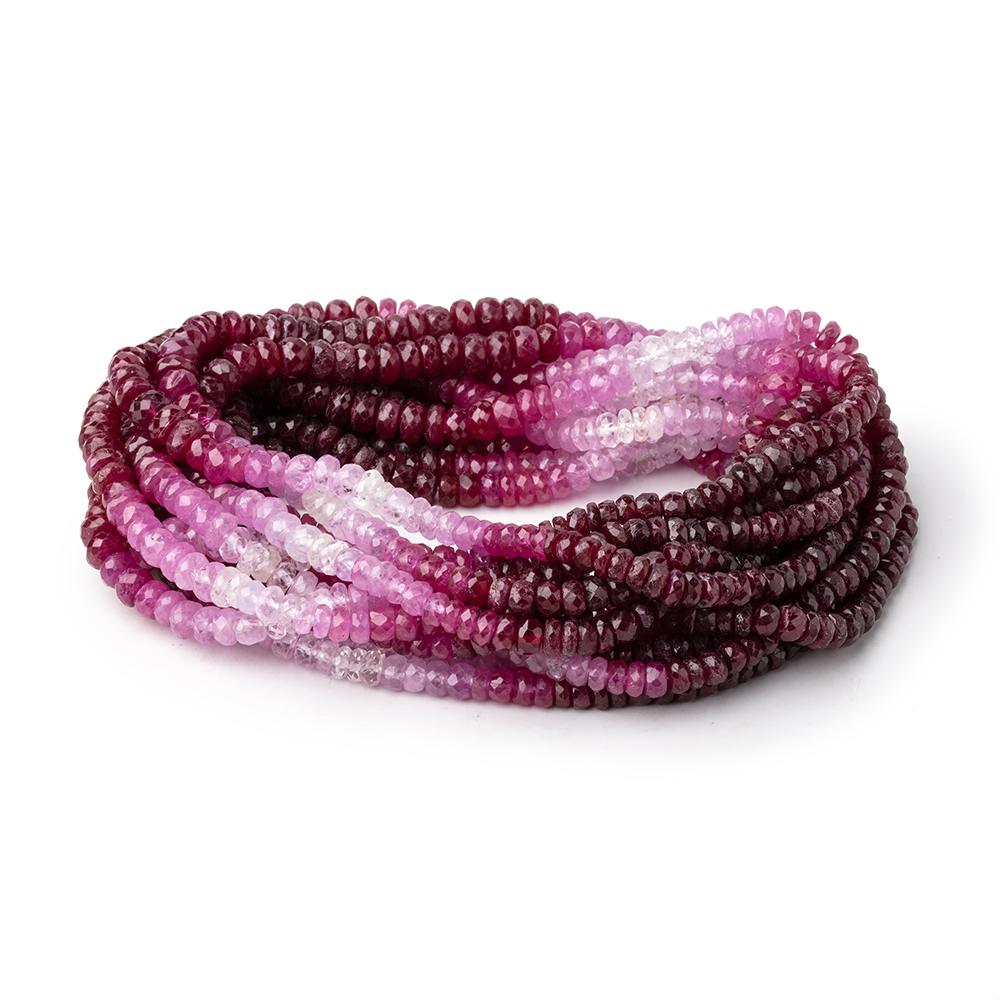 4-4.5mm Shaded Ruby and Sapphire Faceted Rondelles 15.75 inch 180 Beads AA
