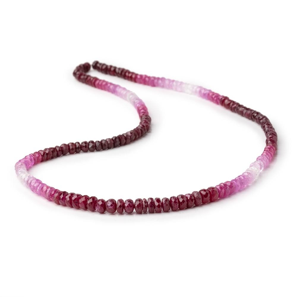 4-4.5mm Shaded Ruby and Sapphire Faceted Rondelles 15.75 inch 180 Beads AA
