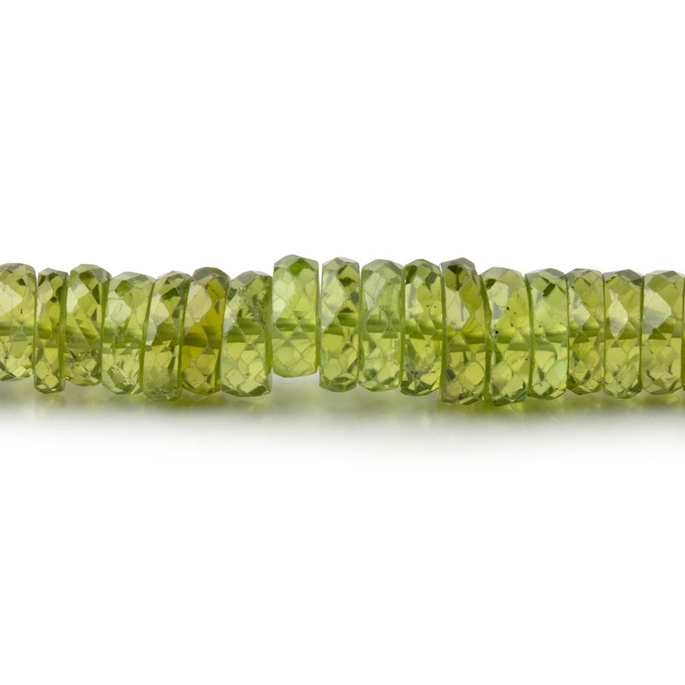 AA Peridot Faceted Heishi Beads, 4–7mm, 16-Inch Strand