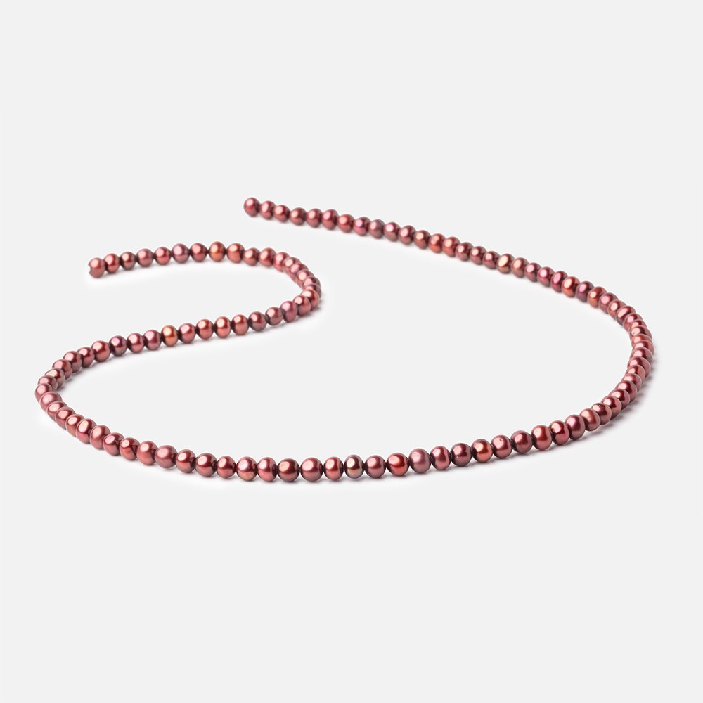Wine Off-Round Freshwater Pearl Strand – 4 × 3mm, 16 Inch