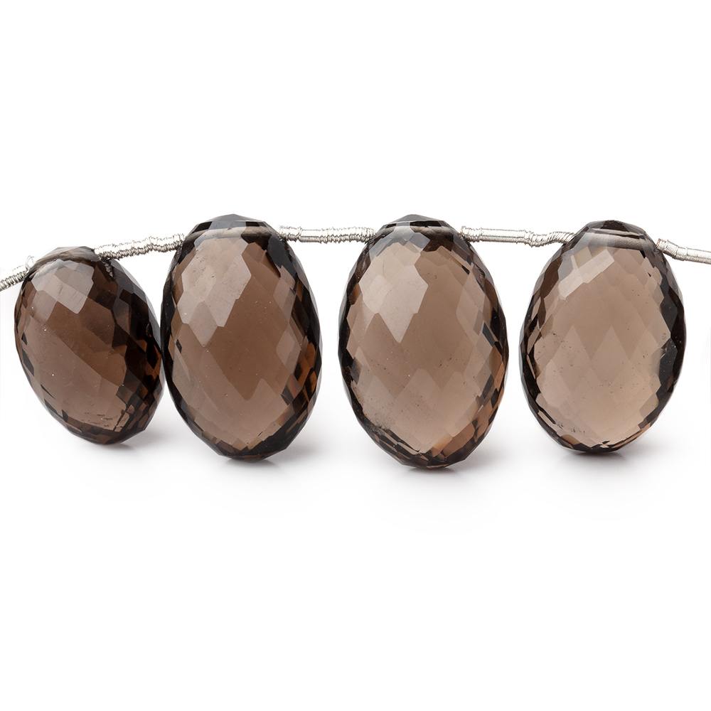 13–18mm Smoky Quartz Double-Faceted Oval Beads, 7.5-Inch Strand