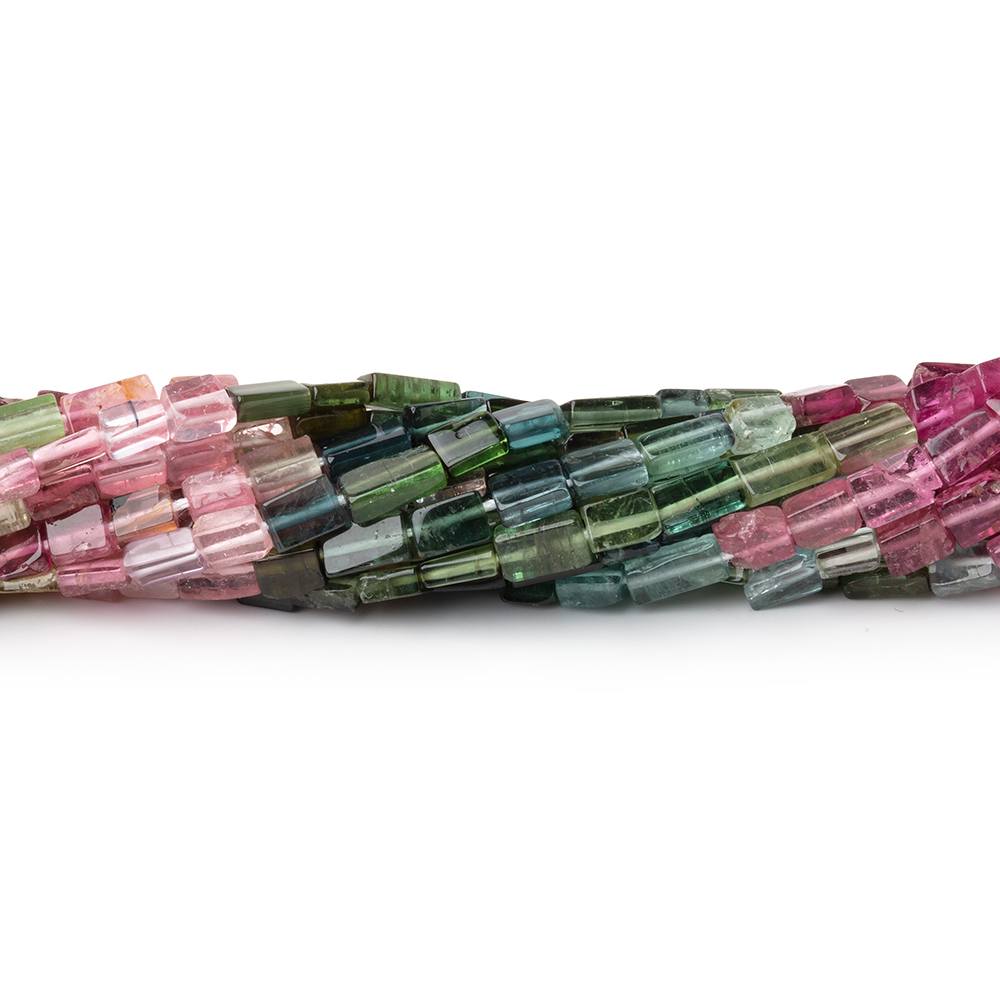 Multicolor Tourmaline Smooth Rectangle Beads, 3–5mm, 16-Inch Strand