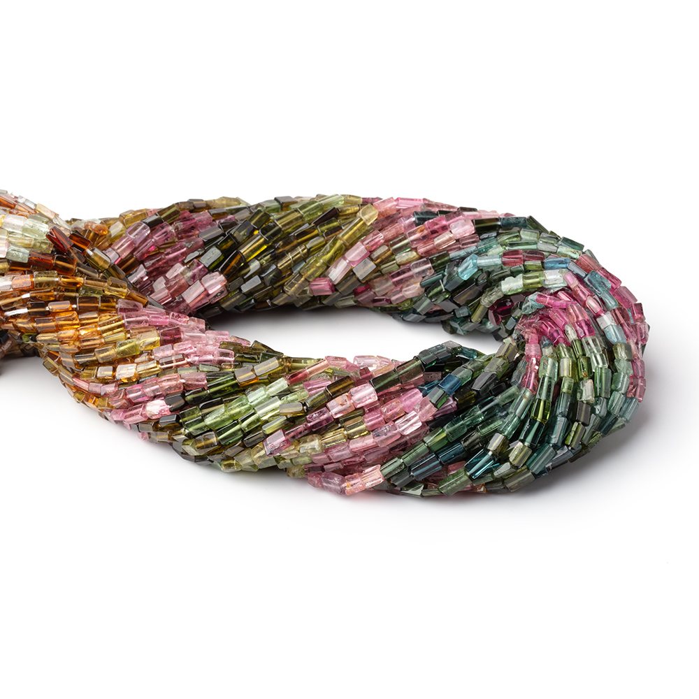 Multicolor Tourmaline Smooth Rectangle Beads, 3–5mm, 16-Inch Strand
