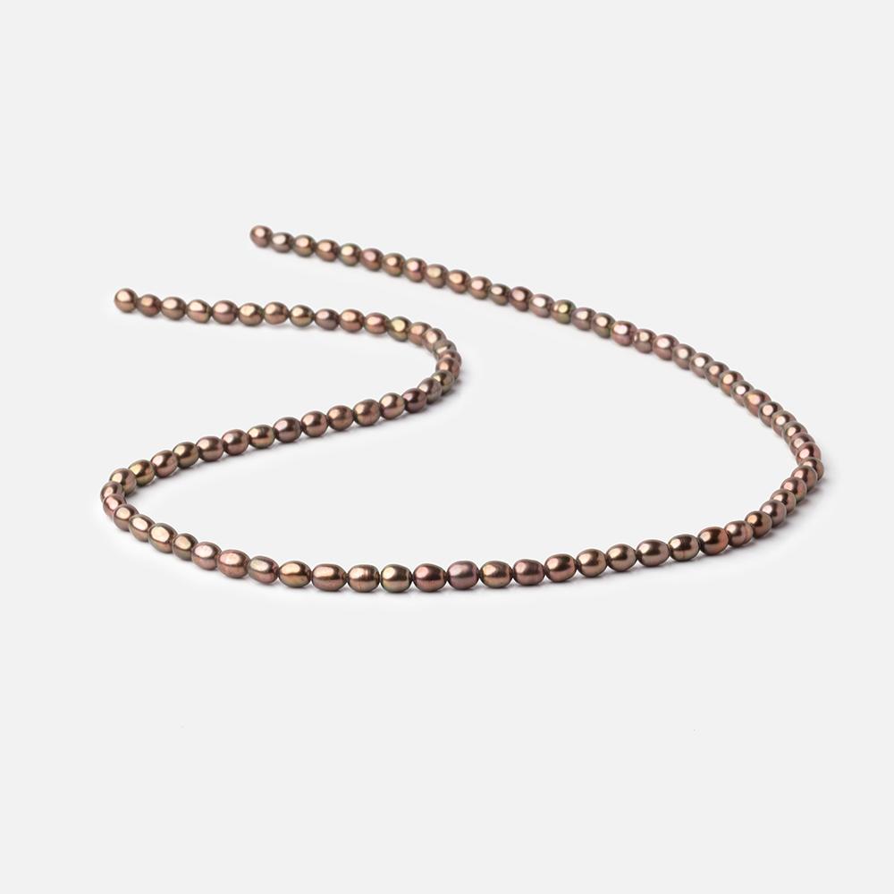 Antique Bronze Oval Freshwater Pearl Strand – 4 × 3mm, 15 Inch