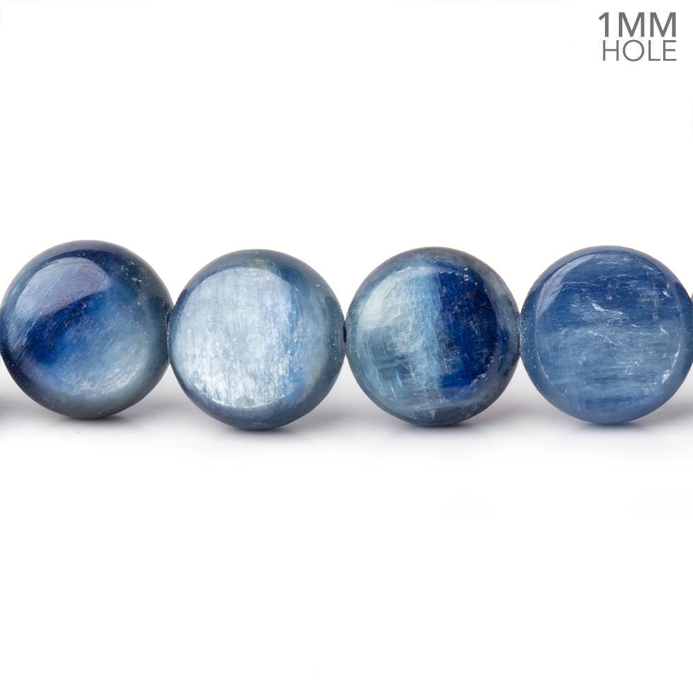 Ceylon Blue Kyanite Smooth Coin Beads, 8mm, 16-Inch Strand, 1mm Hole