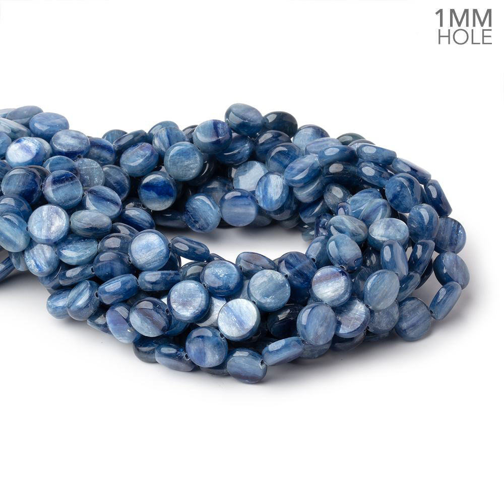 Ceylon Blue Kyanite Smooth Coin Beads, 8mm, 16-Inch Strand, 1mm Hole
