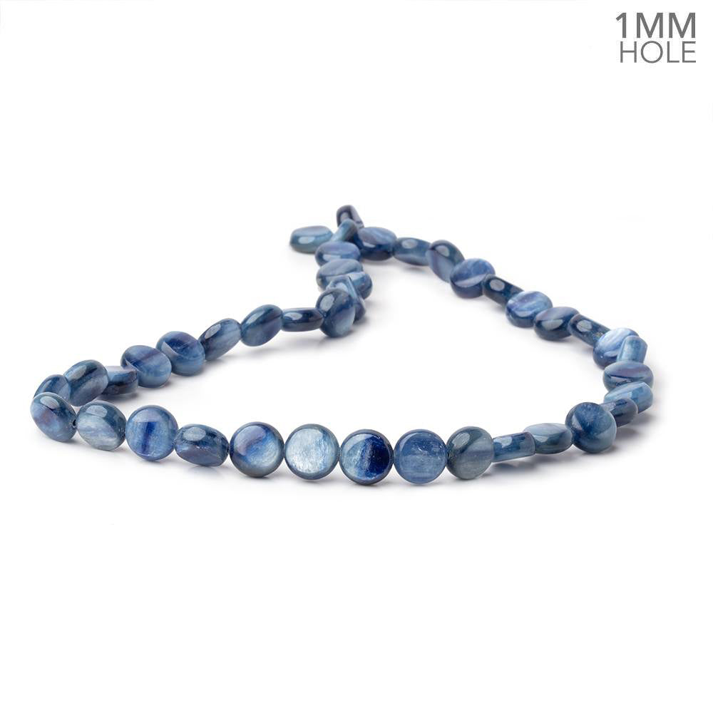 Ceylon Blue Kyanite Smooth Coin Beads, 8mm, 16-Inch Strand, 1mm Hole