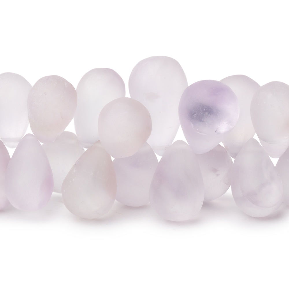 Frosted Pink Amethyst Faceted Teardrop Beads, 8-Inch Strand