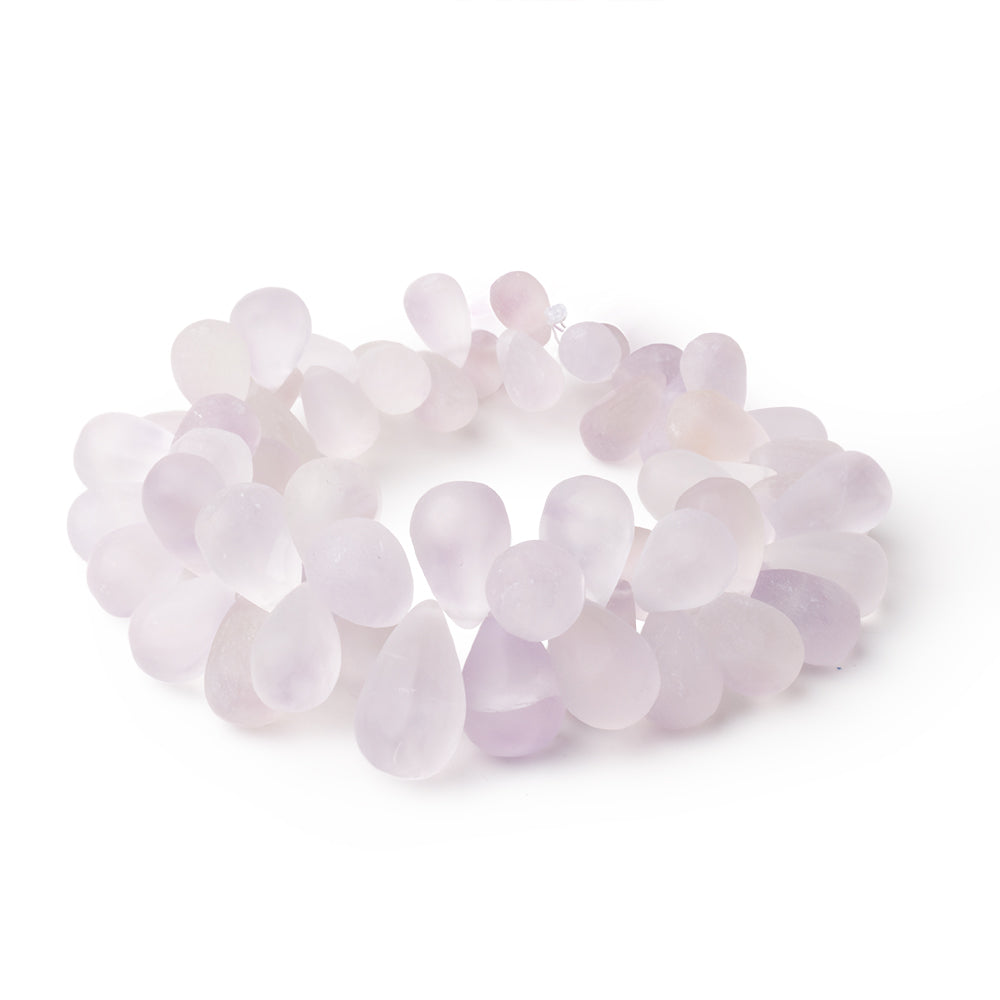 Frosted Pink Amethyst Faceted Teardrop Beads, 8-Inch Strand