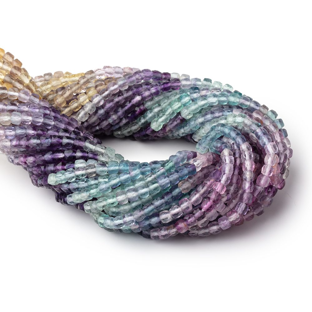 4mm Shaded Fluorite Micro Faceted Cube Beads 12.5 inch 84 pieces AA