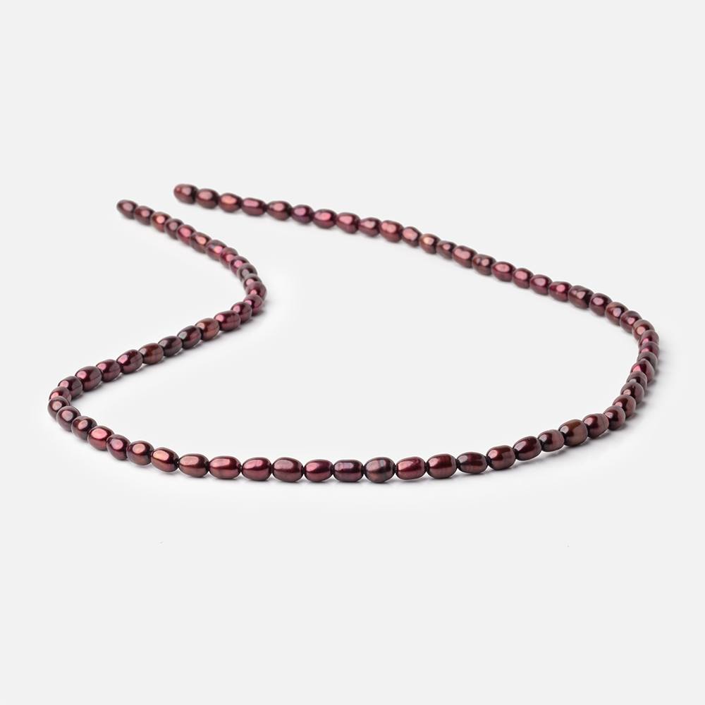 Wine Red Oval Freshwater Pearl Strand – 4 × 3mm, 15 Inch