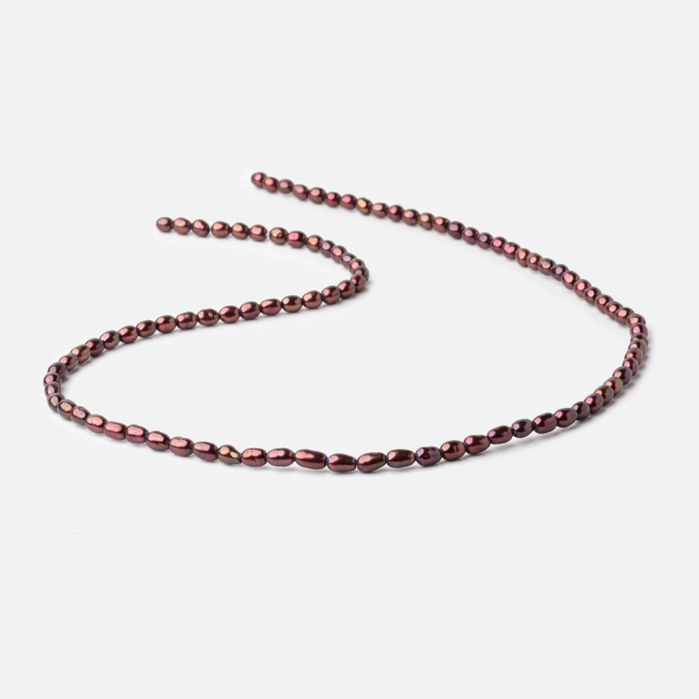 Merlot Red Oval Freshwater Pearl Strand – 4 × 3mm, 15 Inch