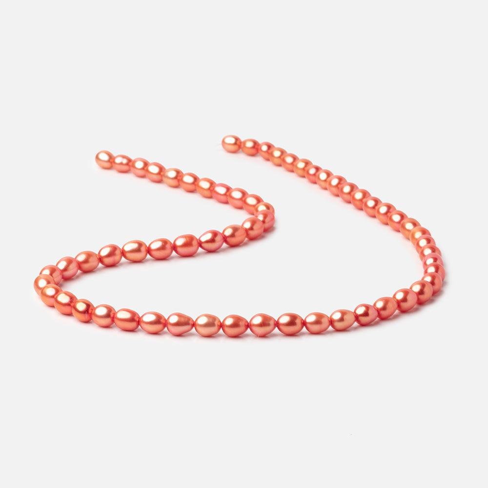 Coral Oval Freshwater Pearl Strand – 6 × 5mm, 15.5 Inch