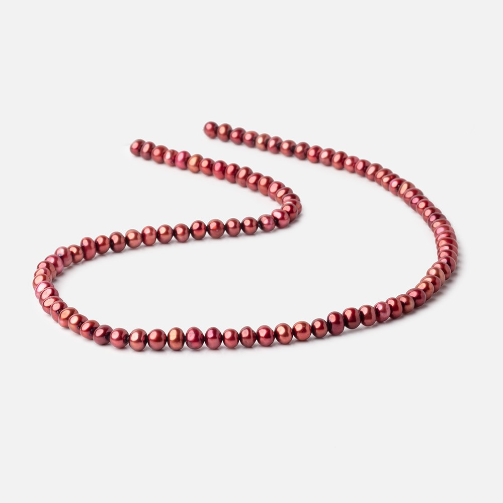 Pomegranate Red Freshwater Pearl Strand – 5 × 4mm, Side-Drilled, 15 Inch