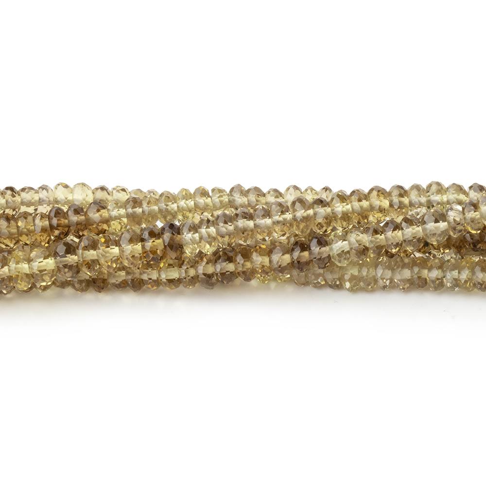 3.5mm Bi-Color Quartz Faceted Rondelle Beads, 15.5-Inch Strand
