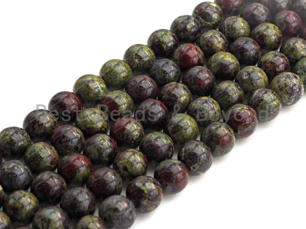 Natural Dragon Blood Jasper Smooth Round Beads, 15.5-Inch Strand
