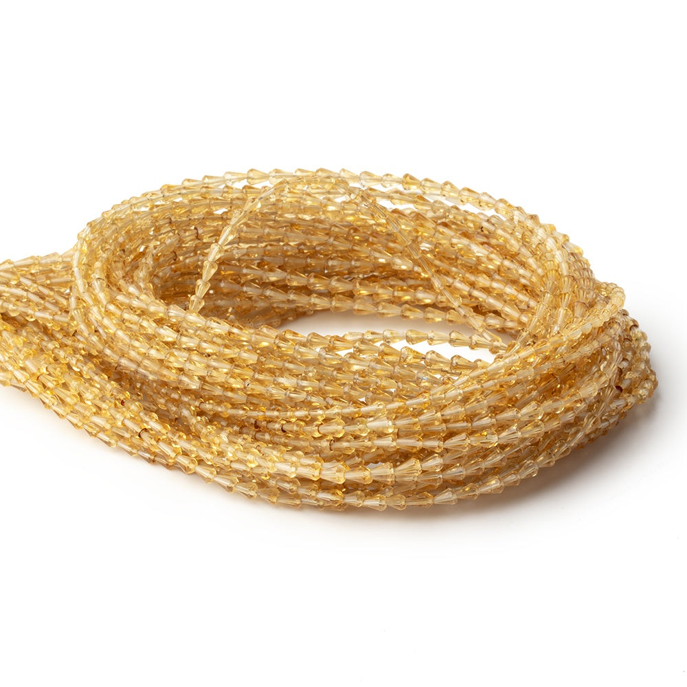 3–4mm Citrine Faceted Teardrop Beads, 18-Inch Strand