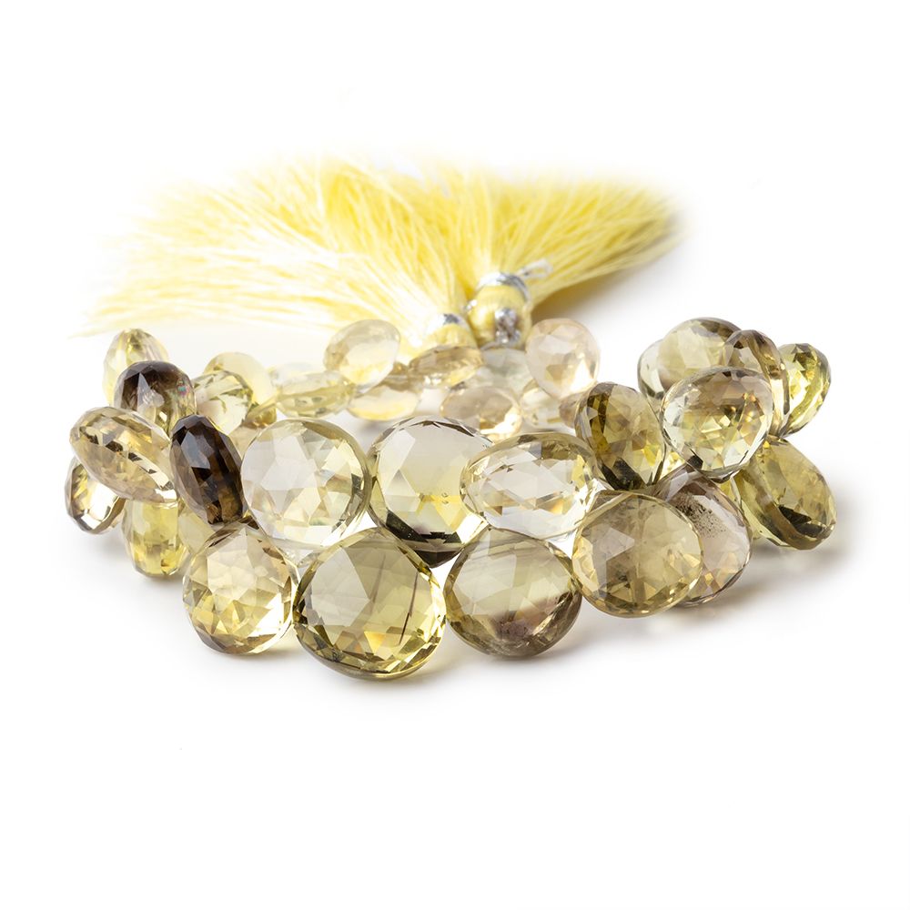 8–13mm Lemon & Bi-Color Quartz Faceted Heart Beads, 7-Inch Strand