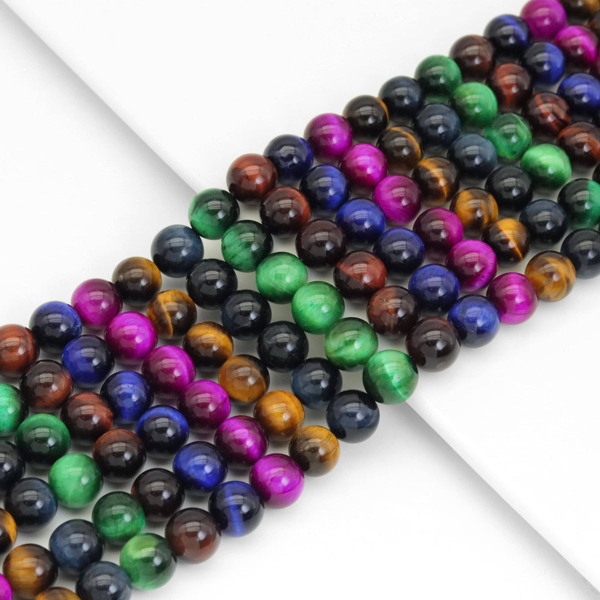 Multicolor Tiger’s Eye Smooth Round Beads, 15–16-Inch Strand