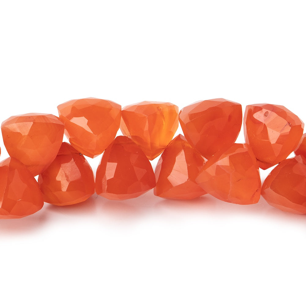 Carnelian Faceted Trillion Beads, Top Drilled, 8–9mm, 7.5-Inch Strand