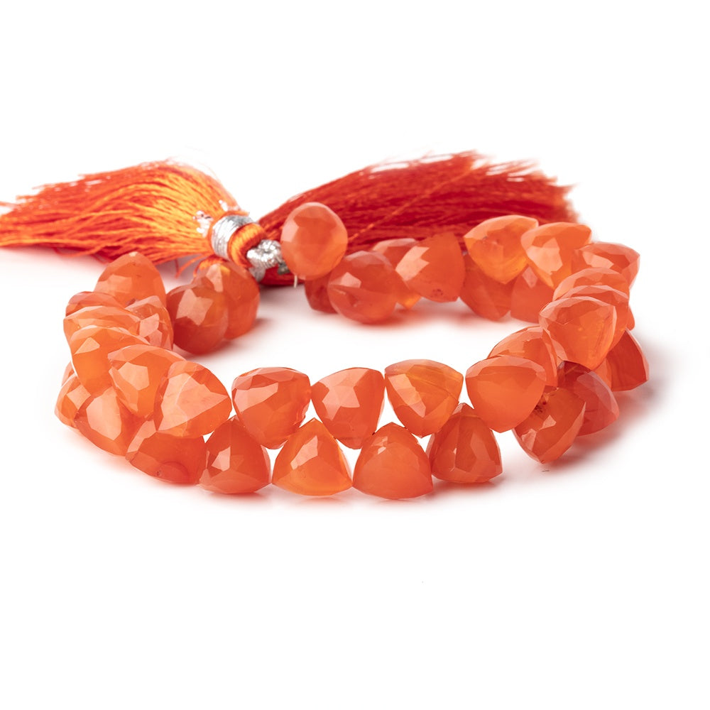 Carnelian Faceted Trillion Beads, Top Drilled, 8–9mm, 7.5-Inch Strand