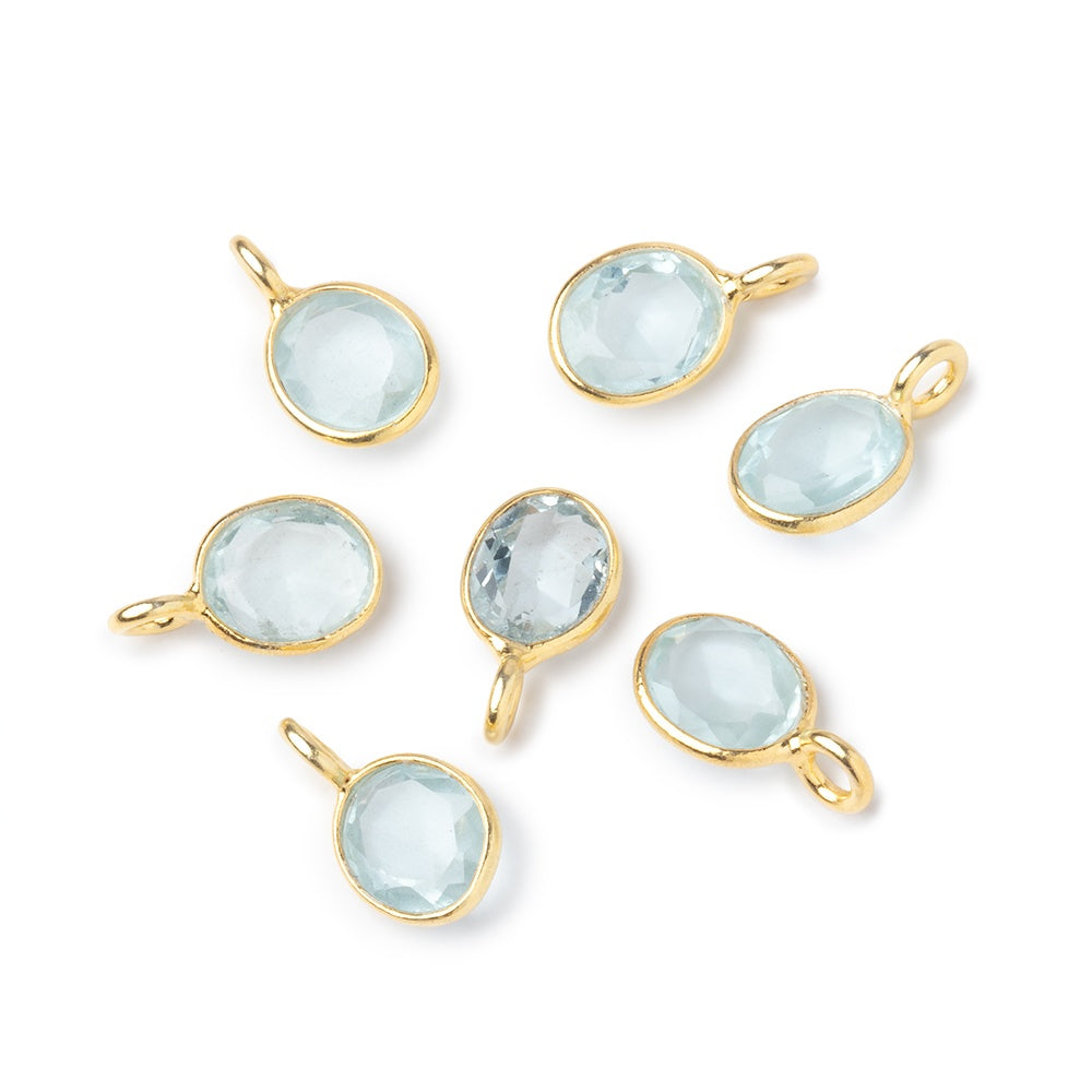 7x6mm Vermeil Bezel Aquamarine Rose Cut Oval Pendant 1 piece