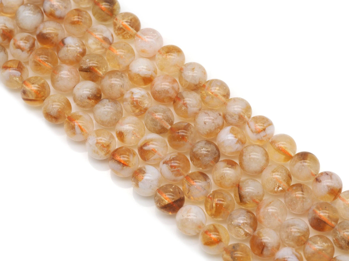 Citrine Smooth Round Beads, 8–12mm, 15–16-Inch Strand