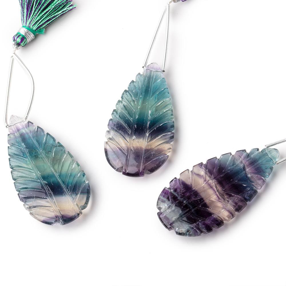 45x22mm Fluorite Hand Carved Pear Focal Bead 1 piece