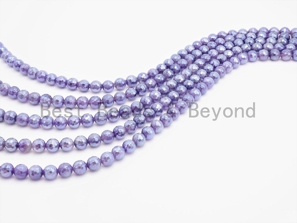 Mystic-Plated Amethyst Faceted Round Beads, 6–12mm, 15–16-Inch Strand