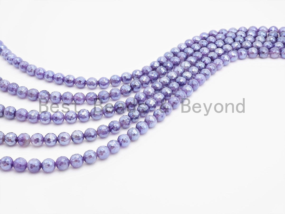 Mystic-Plated Amethyst Faceted Round Beads, 6–12mm, 15–16-Inch Strand