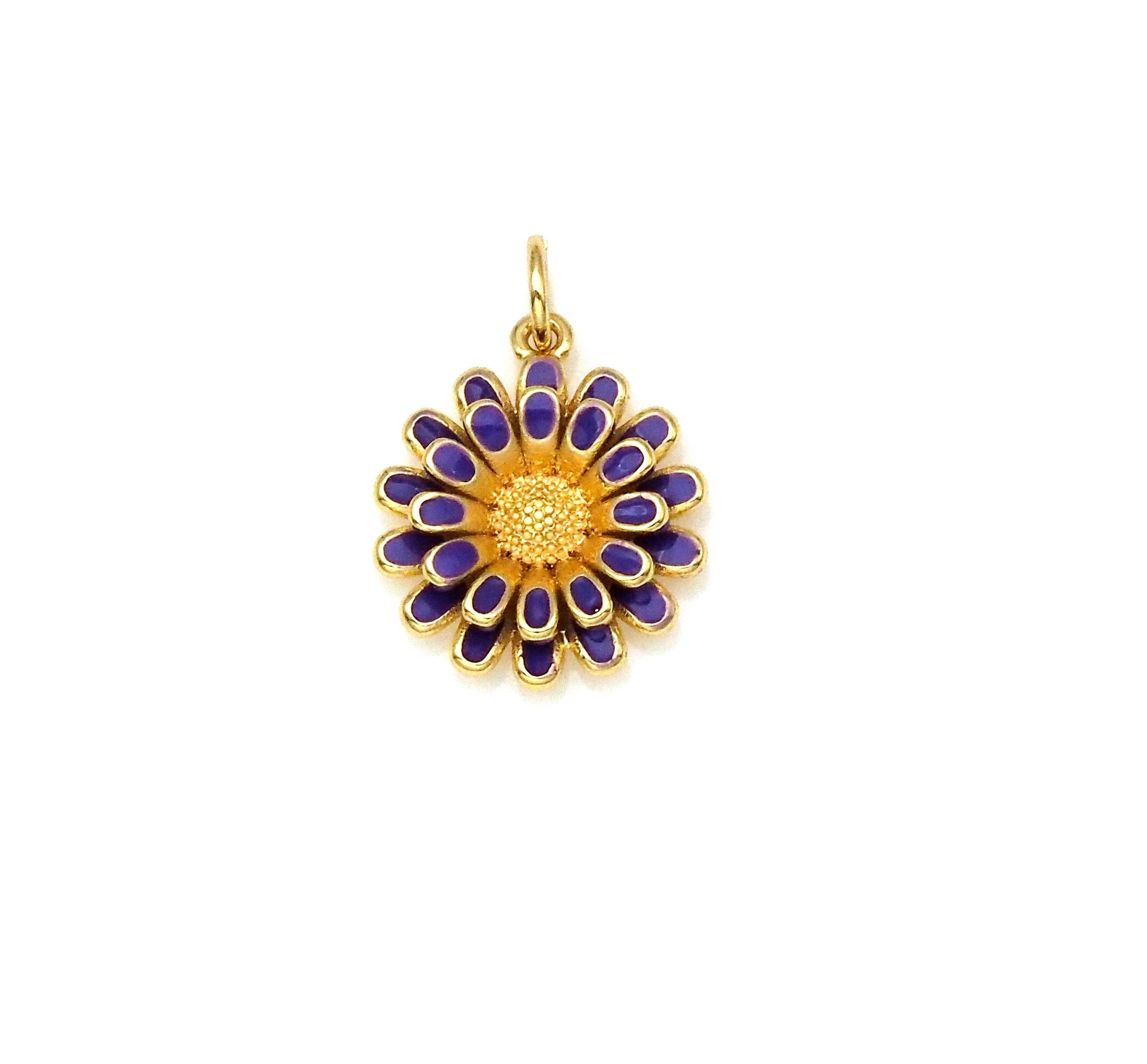 Enamel Daisy Flower Charm - Colorful Pendant 12mm