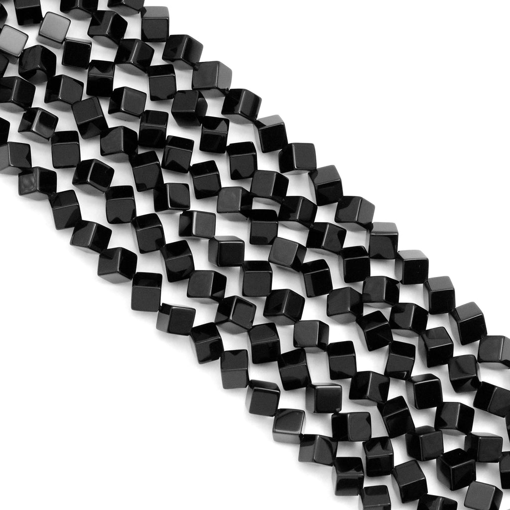 Black Onyx Smooth Diamond-Shaped Beads, 6mm or 8mm, 15–16-Inch Strand