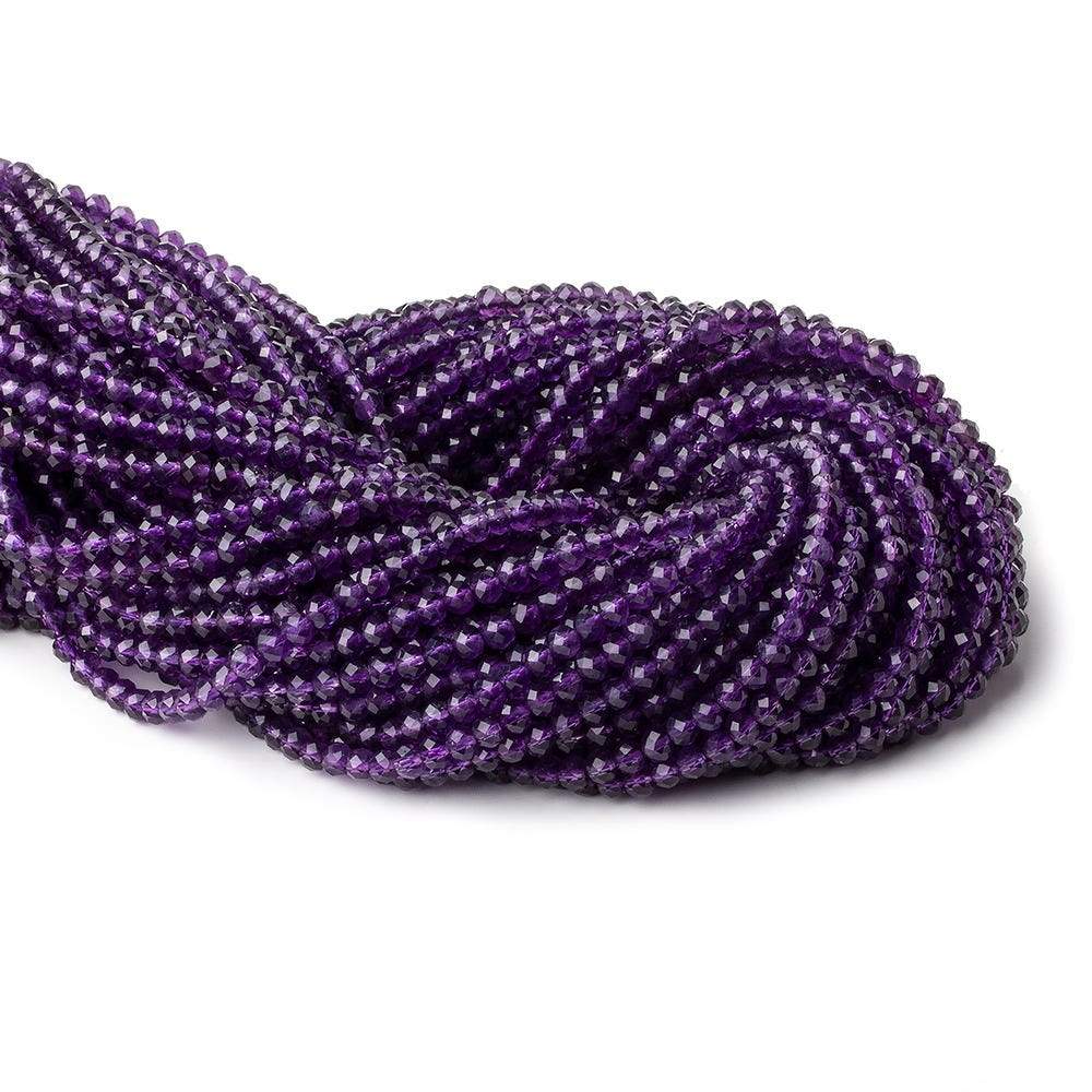 4mm Amethyst Micro-Faceted Rondelle Beads, 12.5-Inch Strand